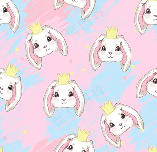 粉色皇冠小兔子平铺图图片