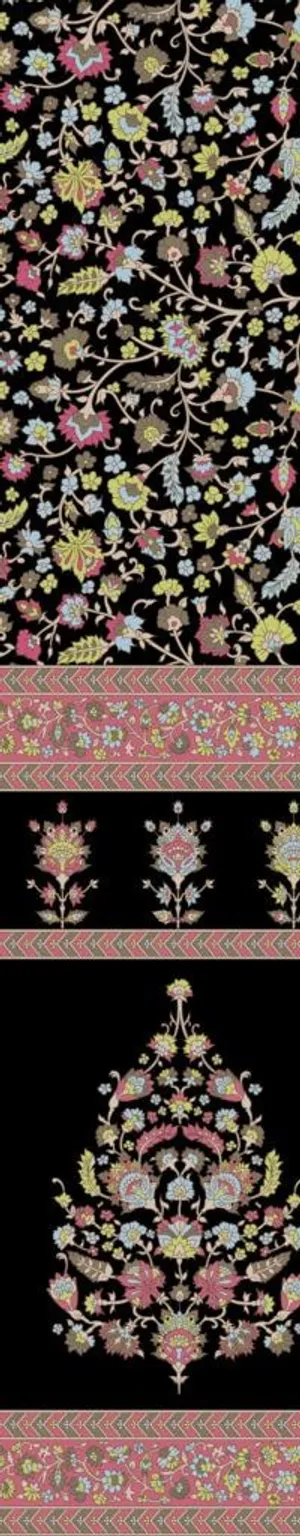 定位面料花型 黑底图片