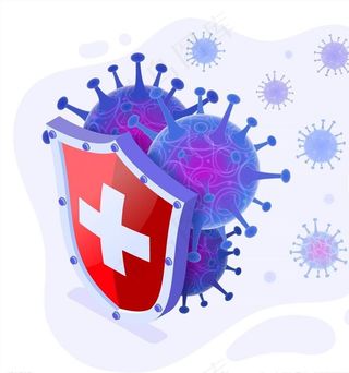 新型冠状病毒和盾牌图片