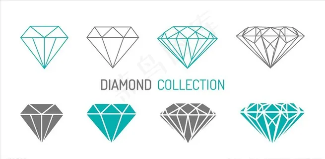 矢量线稿钻石图标图片