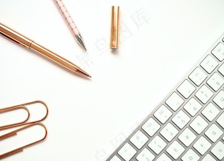 铅笔键盘商务简约清新背景素材图片