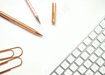 铅笔键盘商务简约清新背景素材图片