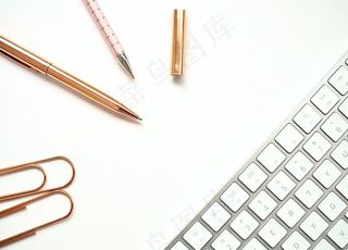 铅笔键盘商务简约清新背景素材图片