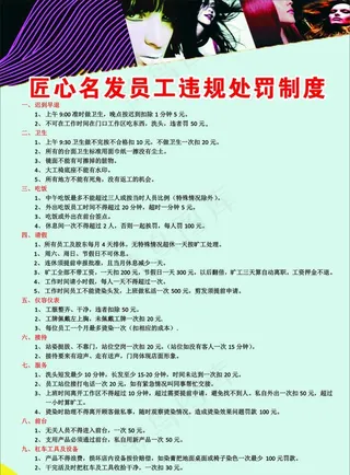 美容美发员工违规处罚制度图片