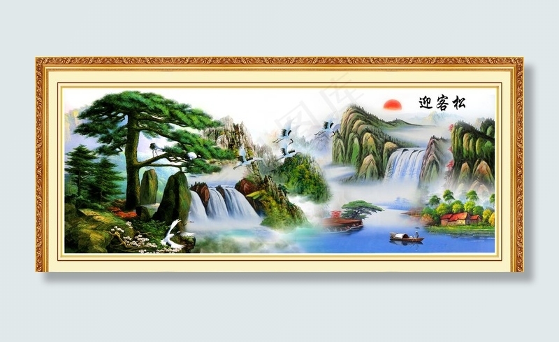 迎客松图片(4997X2362(DPI:300))psd模版下载