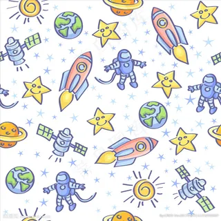 卡通宇航员火箭星球四方连续底纹图片 卡通宇航员火箭星球四方连续底纹图片