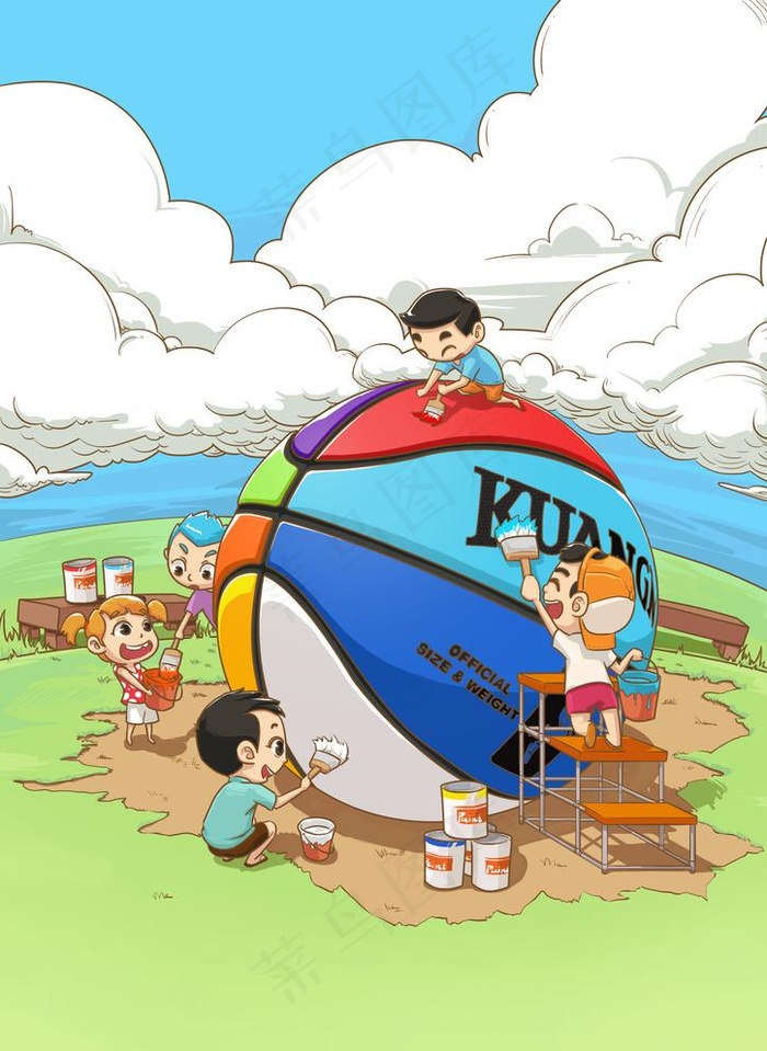 儿童篮球插画图片