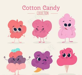 可爱表情棉花糖矢量素材图片