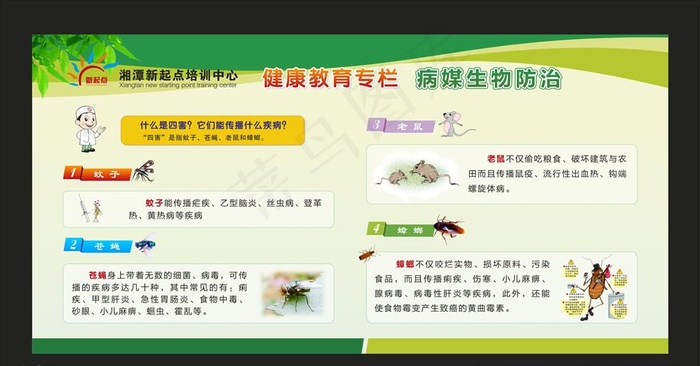 病媒生物防制除四害展板图片cdr矢量模版下载
