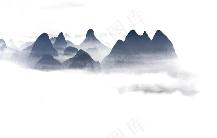 水墨山图片psd模版下载
