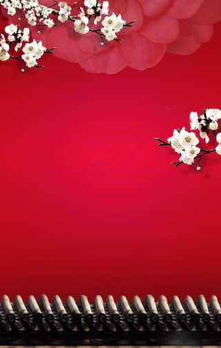 红色中国风图片