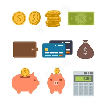彩色金融元素图标矢量素材图片