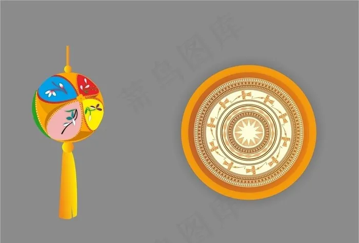 绣球 铜鼓图片cdr矢量模版下载