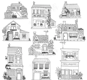 手绘无色房屋图片 手绘无色房屋图片