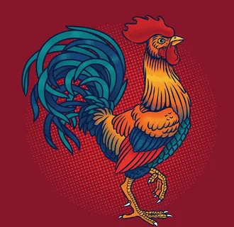 国潮公鸡插画图片 国潮公鸡插画图片
