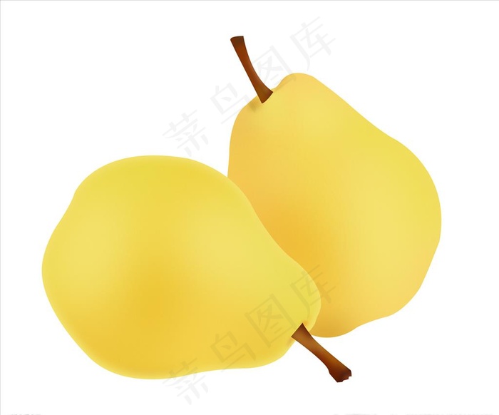 手绘卡通水果黄色梨png插画图片