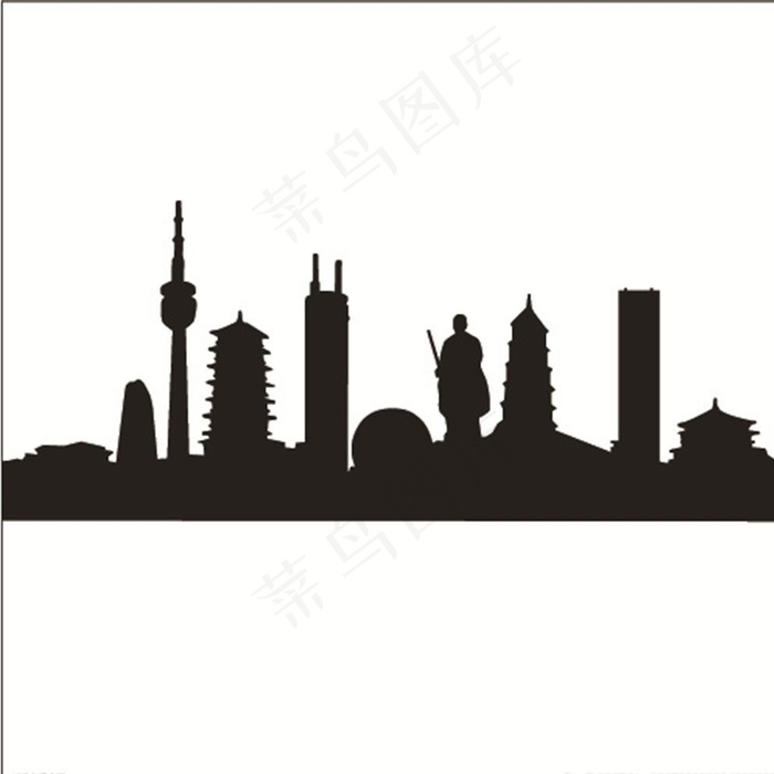 西安元素剪影图片ai矢量模版下载