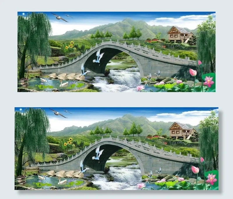 山水画图片cdr矢量模版下载