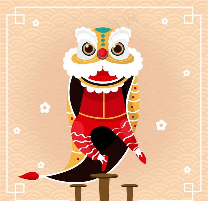矢量舞狮图片ai矢量模版下载