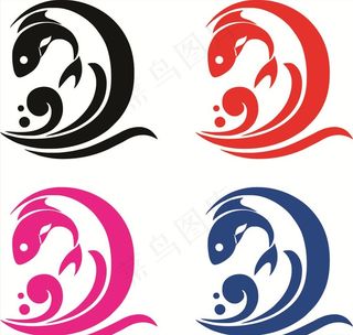 海浪 浪花 鱼标志图片