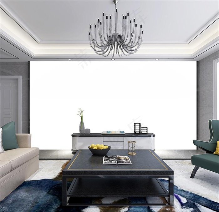 中式背景墙纸样机图片