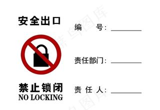 禁止锁闭 安全出口 安全标识牌图片