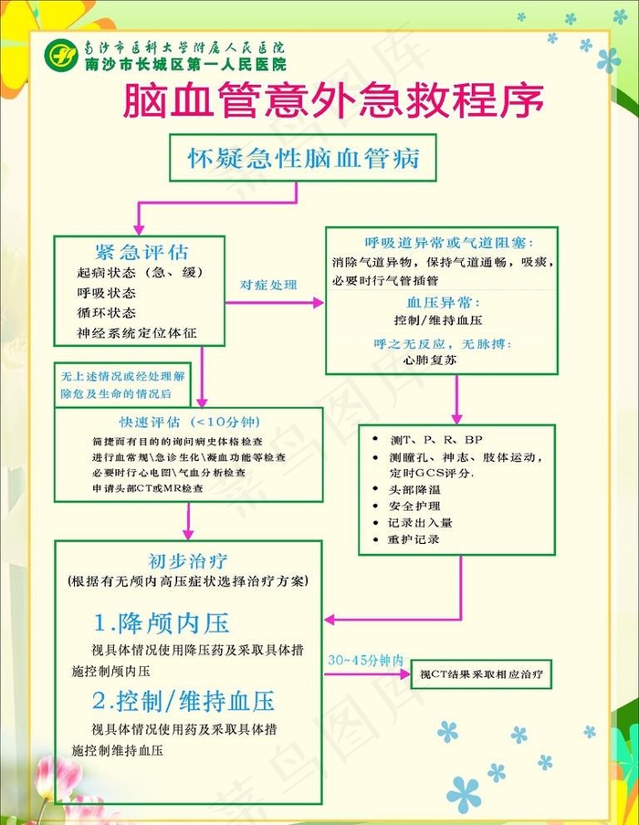 脑血管意外急救程序图片cdr矢量模版下载