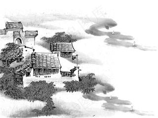 水墨房子元素素材图片