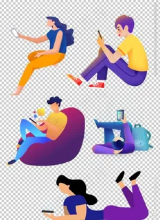 扁平风玩手机人物图片