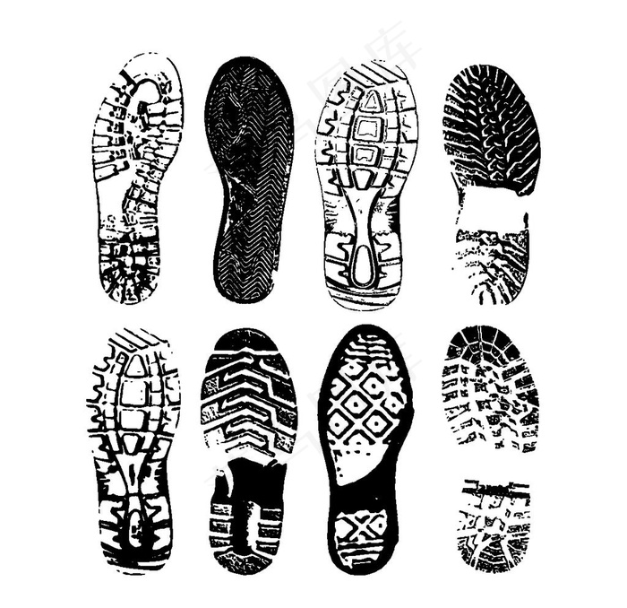 鞋印剪影图片