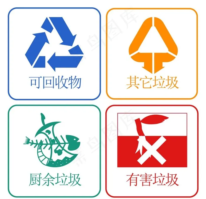 垃圾分类图标套图图片ai矢量模版下载