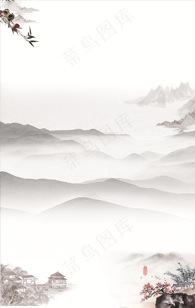 中国风 山水图片(2000X3000(DPI:150))psd模版下载