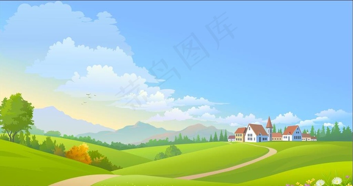 卡通乡村图片eps,ai矢量模版下载