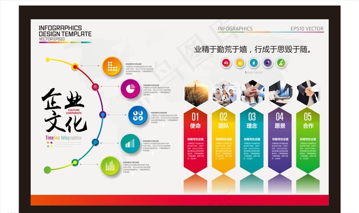 企业文化墙图片cdr矢量模版下载
