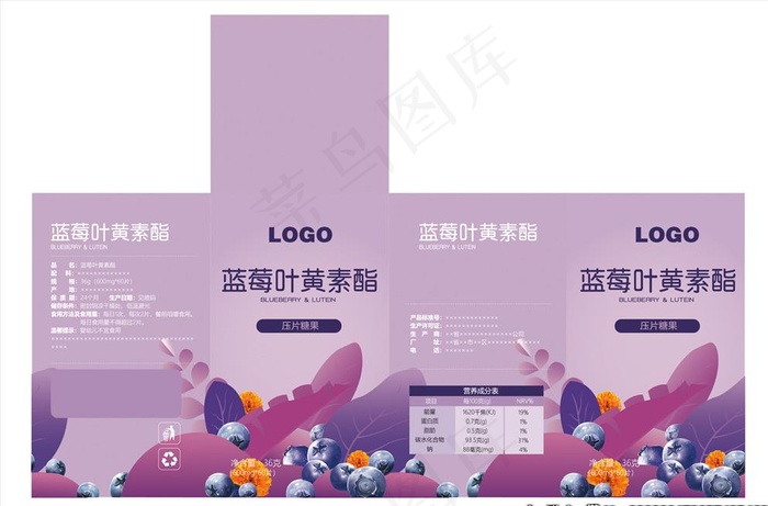 蓝莓叶黄素酯包装图片ai矢量模版下载