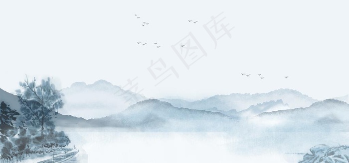 水墨山水图片(4724X2362(DPI:300))psd模版下载