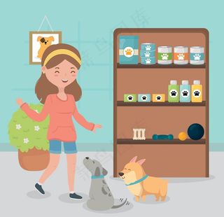 宠物饲养主题插画图片