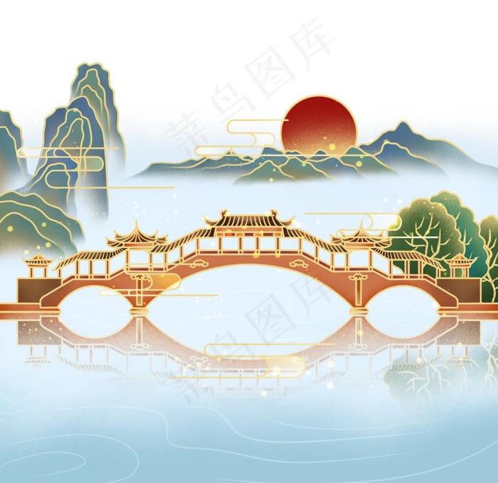 国潮风工笔画图片(2000X2000(DPI:300))psd模版下载