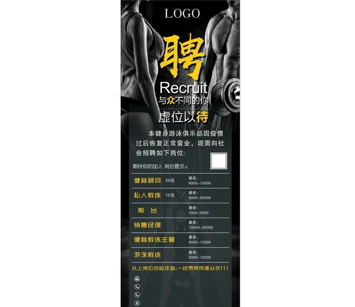 健身招聘展架图片cdr矢量模版下载