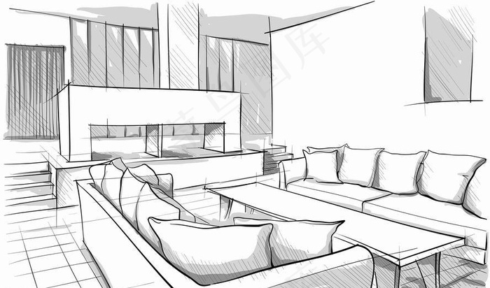 素描客厅室内设计图片