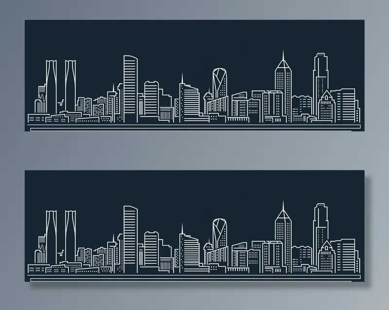 南昌城市线描图片psd模版下载