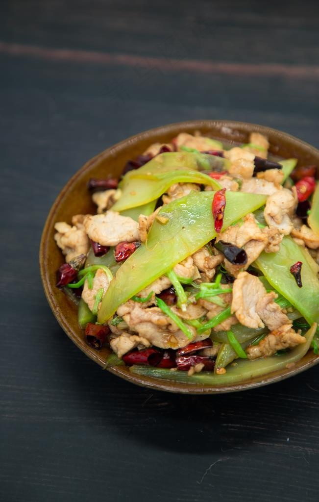 农家炒菜 莴笋炒肉图片