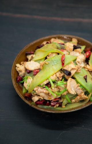 农家炒菜 莴笋炒肉图片