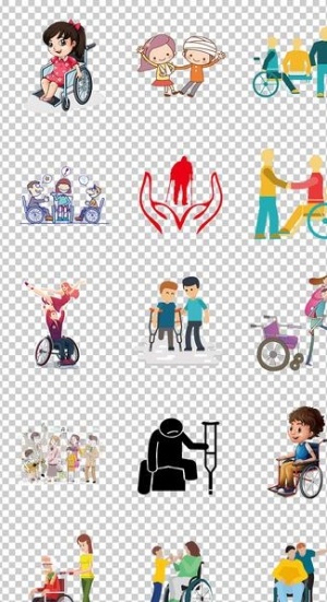 残疾人手绘卡通残疾人关爱残疾人图片