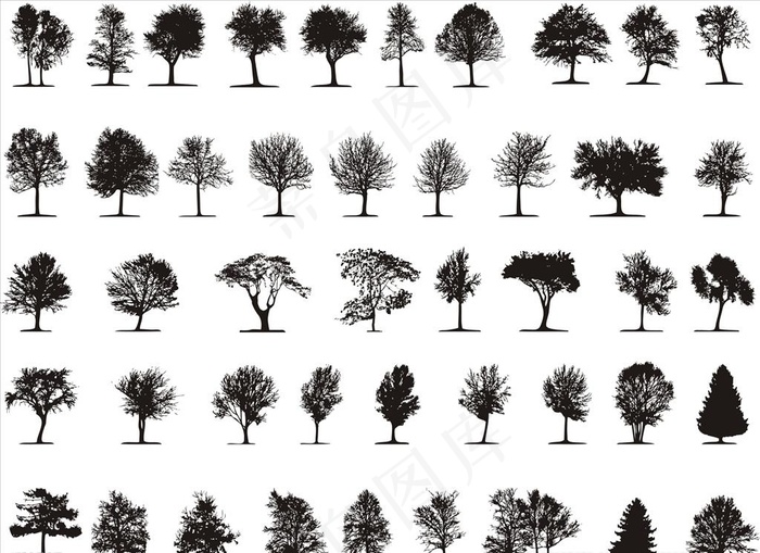树剪影图片cdr矢量模版下载