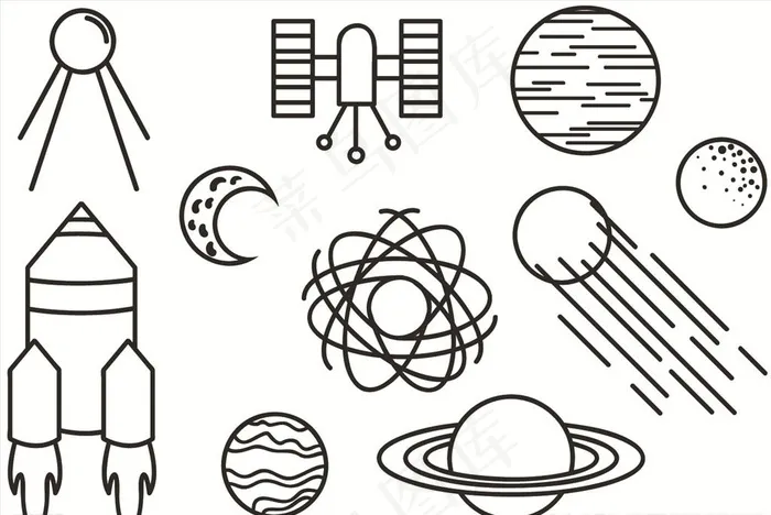 手绘趣味星球图片ai矢量模版下载