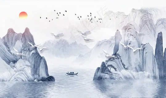 水墨山水风景背景图片