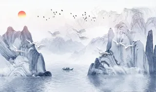 水墨山水风景背景图片