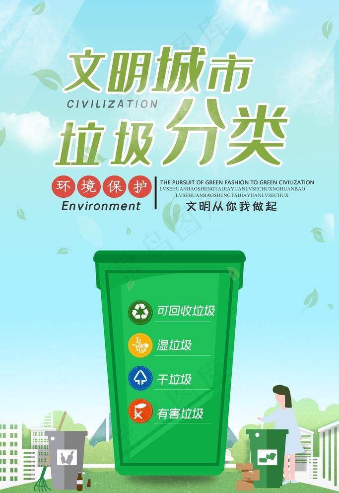 垃圾分类图片(3543X5315(DPI:150))psd模版下载