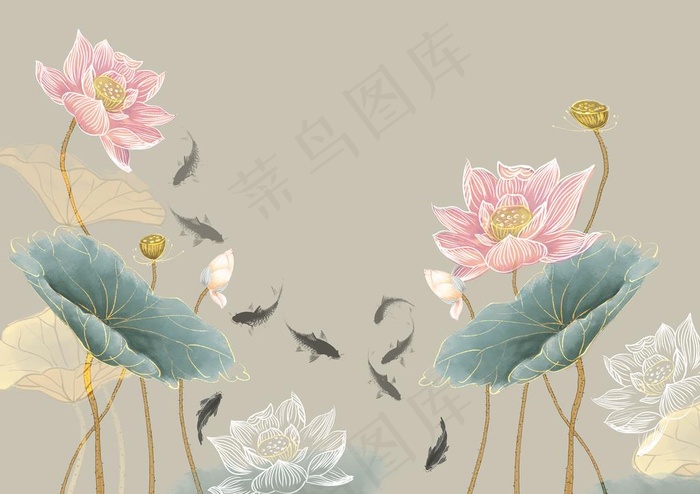 水墨荷花图片